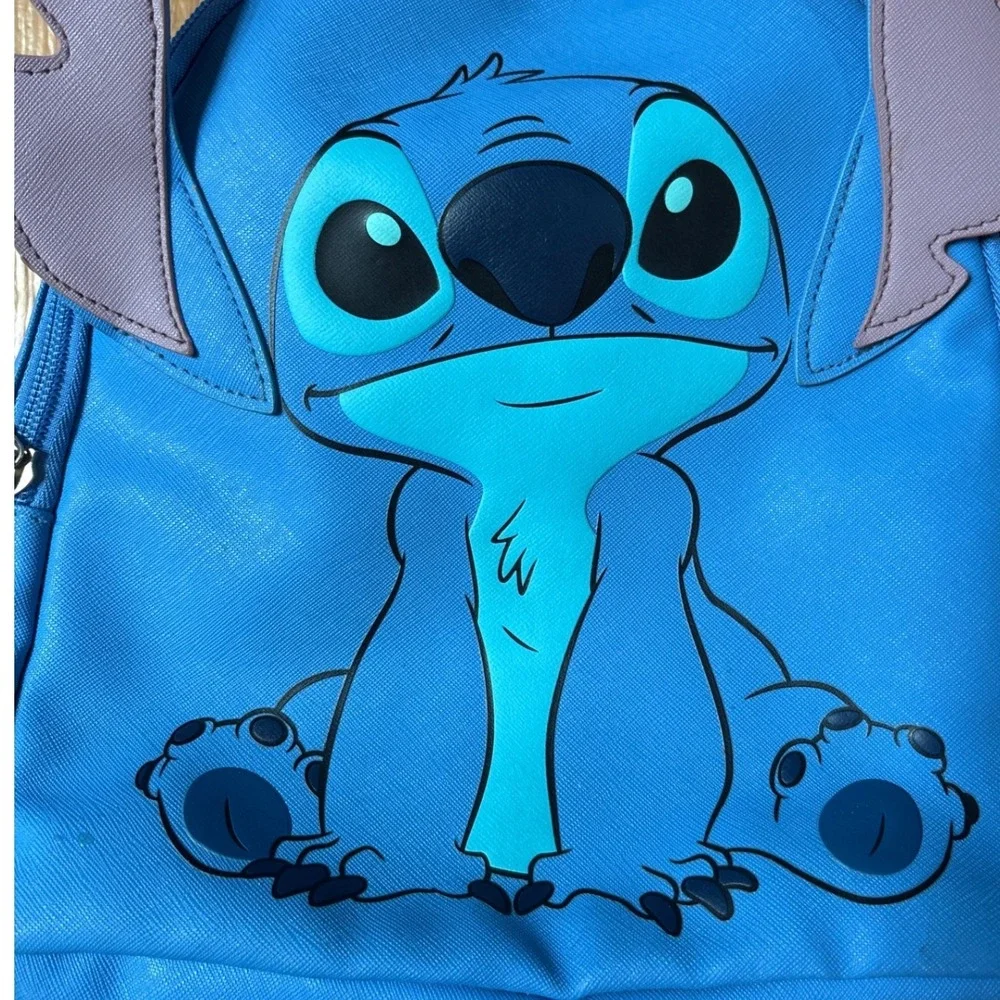 Disney Stitch Mini Backpack Kids Blue Holographic Iridescent Straps SIZE OS